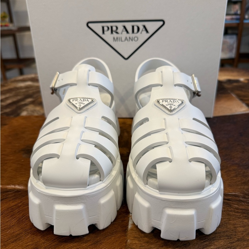 New in Box Prada Monolith Rubber Sandals - White - Picture 3 of 9